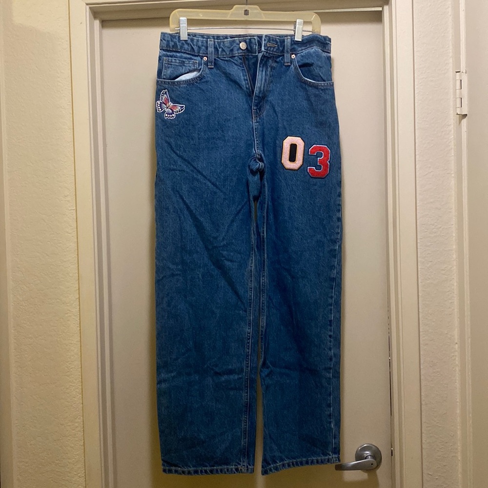 High Ride, Dad Jean with patches, size 6 a great shape, barely worn!